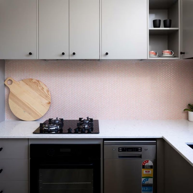 Gạch mosaic tròn Broadwater Pink Gloss Penny - Ảnh 5